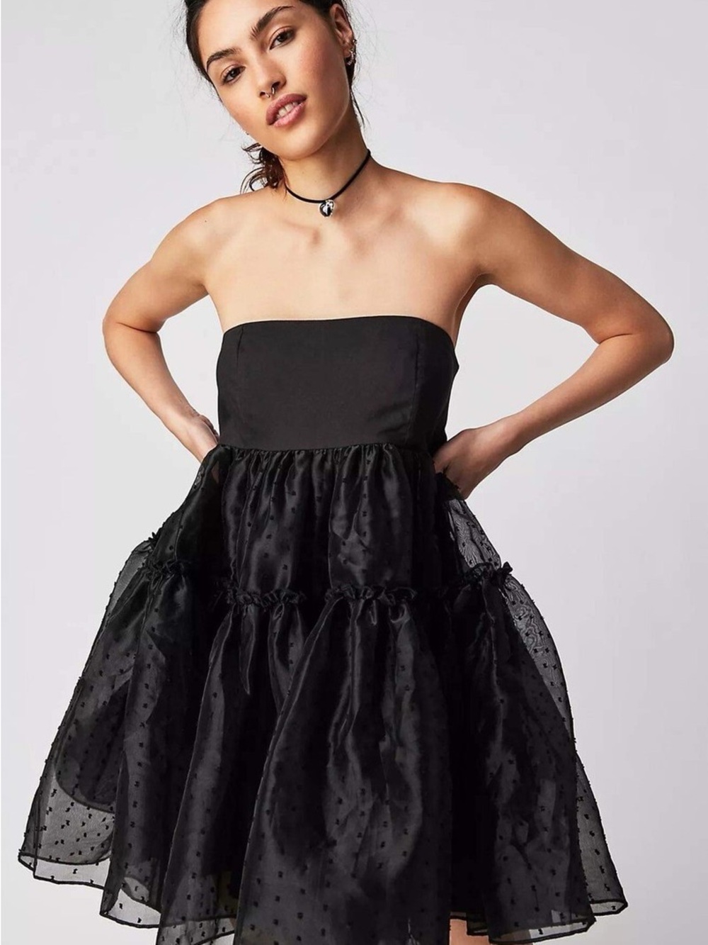 Free People Smocked Bodice Dress in Black